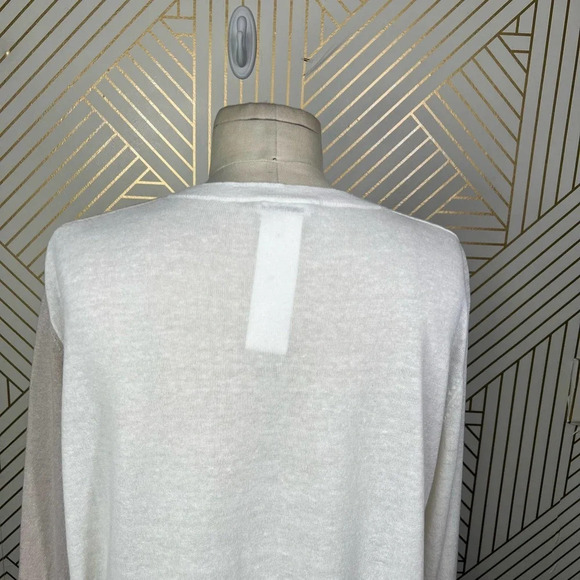 Akris Punto Cardigan Sweater Linen-BlendContrast Light Taupe Cream Size US 10 - Picture 7 of 12